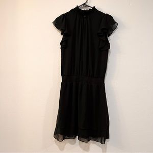 MSK High Neck Black Dress w/ Ruffle Cap Sleeve Size S
